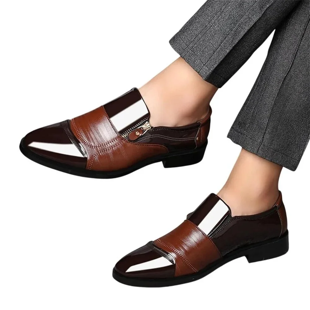 Fashion Men Brown color block Vegan Leather Business Casual Dress Shoes 41 US 9